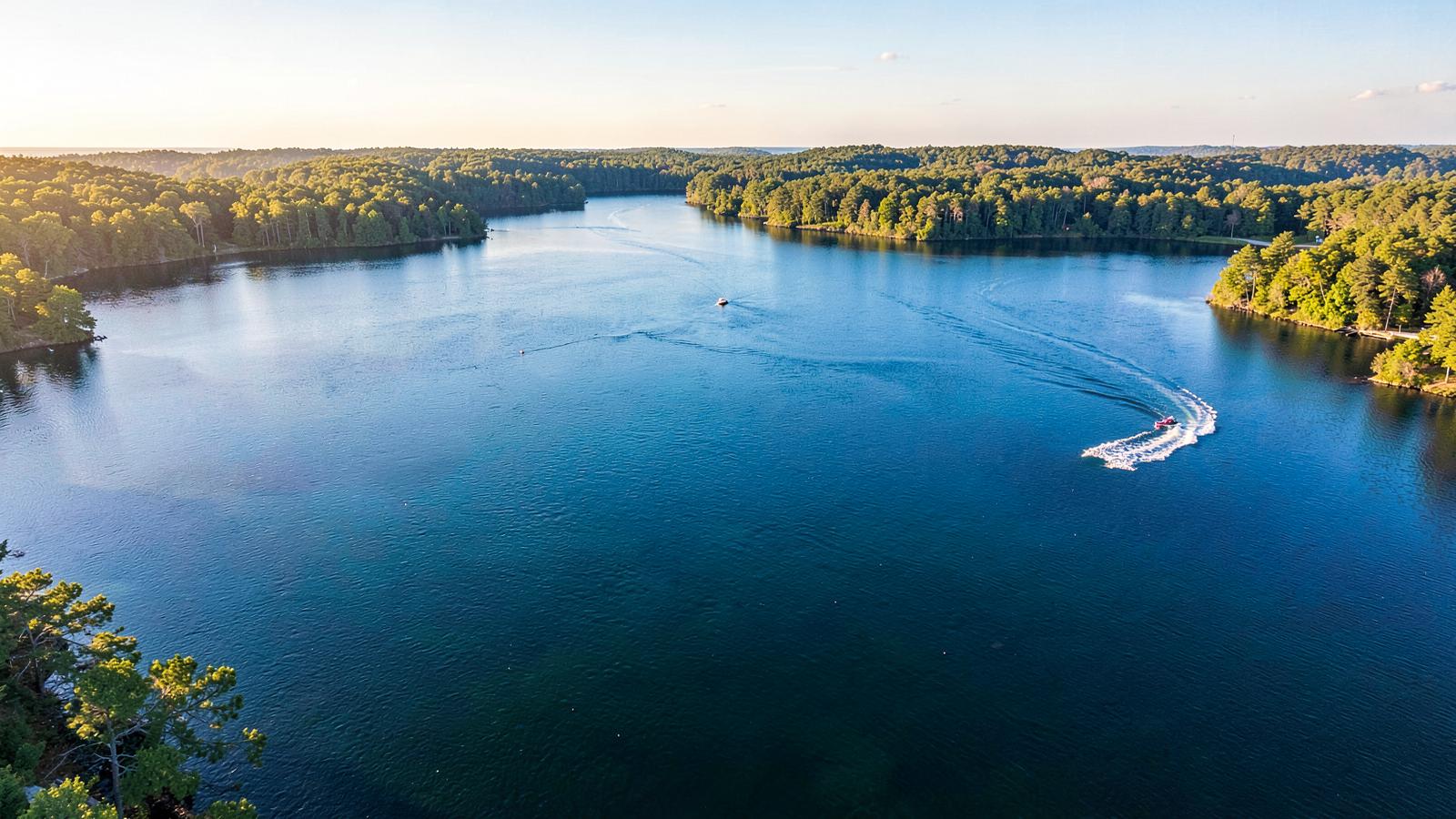 Side-by-side view of Jordan Lake and Falls Lake landscapes