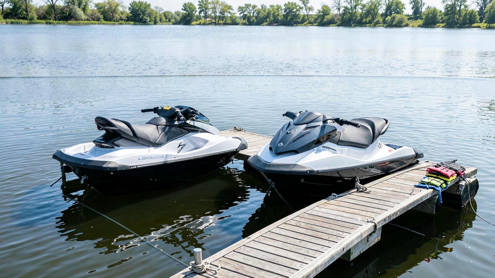 Jet ski on open lake water on a summer day